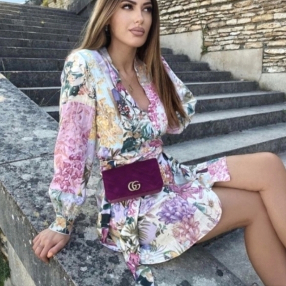 Zara Floral linen button down Spring floral Multicolor Dress blogger's favorite - Picture 9 of 10